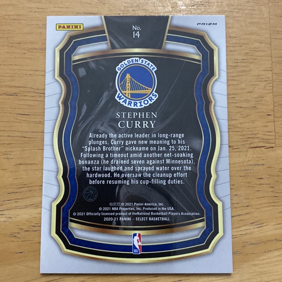 Stephen Curry 2020-21 Select Blue Shimmer Parallel Select Company #14 - Picture 6 of 6